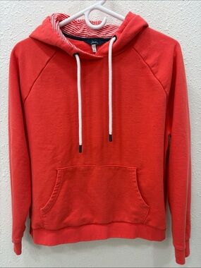 Joules Coral-Red Men's Hooded Sweatshirt with Striped Lining